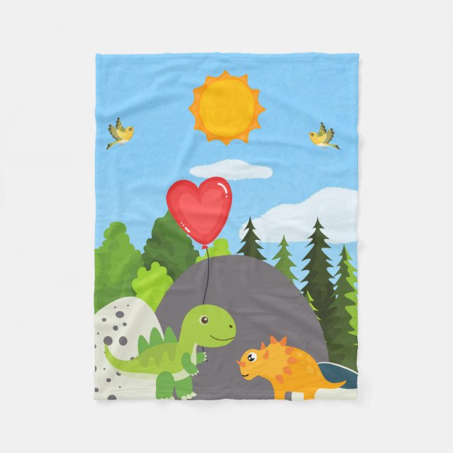 Dino Love in the Sun Fleece Blanket (Front)