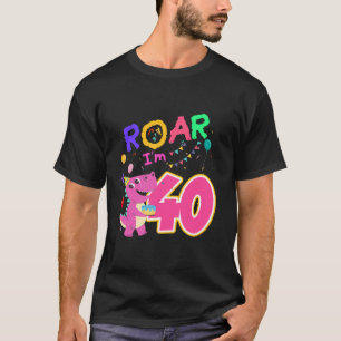 Dino Lover 40th Birthday Dinosaur Girl Party 40 Ye T-Shirt
