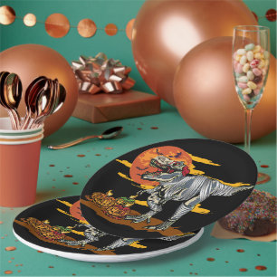 Dino-Mash: Spooky Pumpkinosaur  Paper Plate