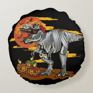 Dino-Mash: Spooky Pumpkinosaur Round Cushion