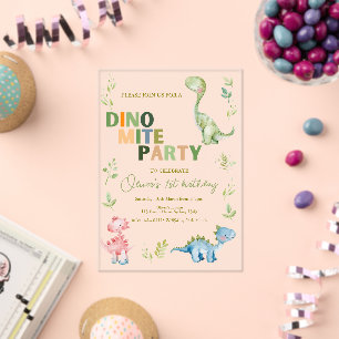 Dino-mite 1st birthday party acrylic invitations