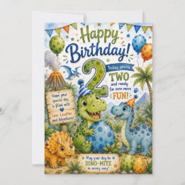 Dino-Mite 2nd Birthday Card