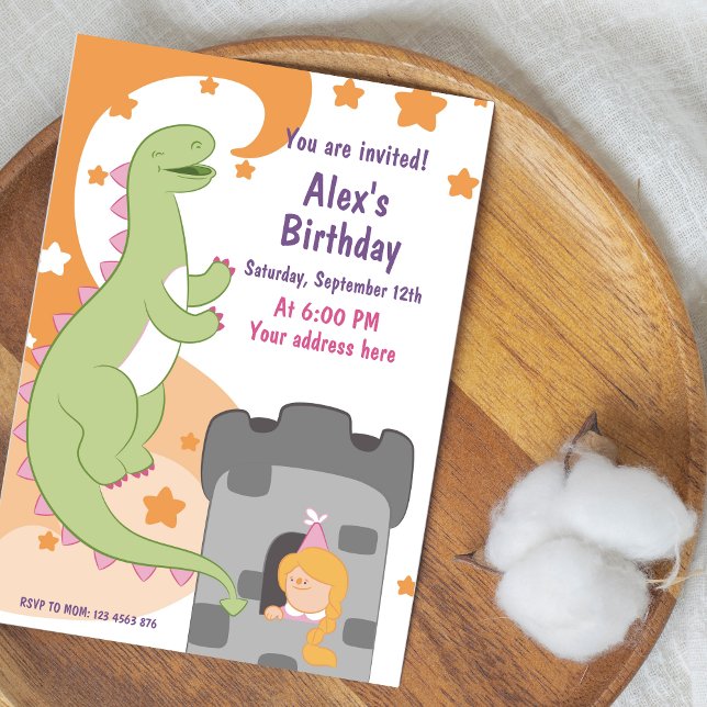 Dino-mite Birthday Bash! Hand-Drawn Dinosaur Invitation (Dino-mite Birthday Bash Hand-Drawn Dinosaur Invitation)