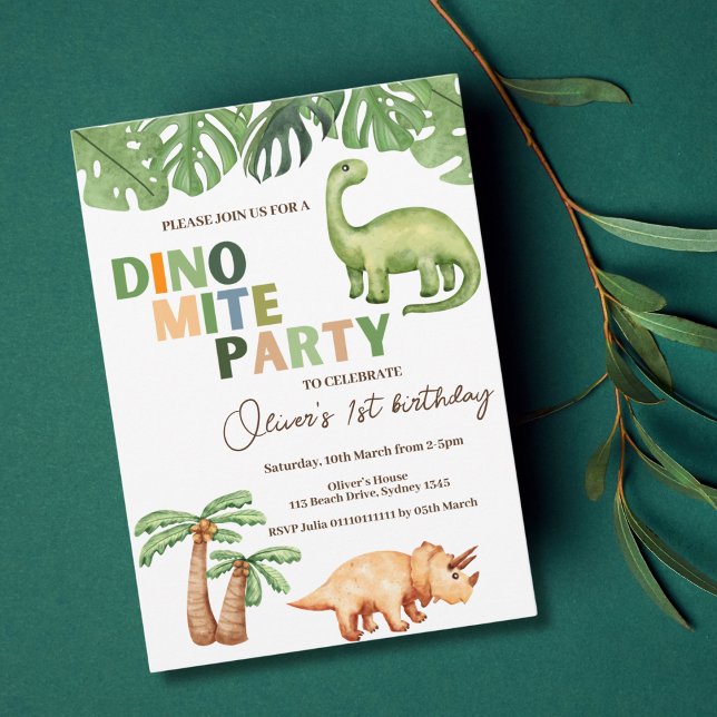 Dino-mite birthday party invitation (Creator Uploaded)