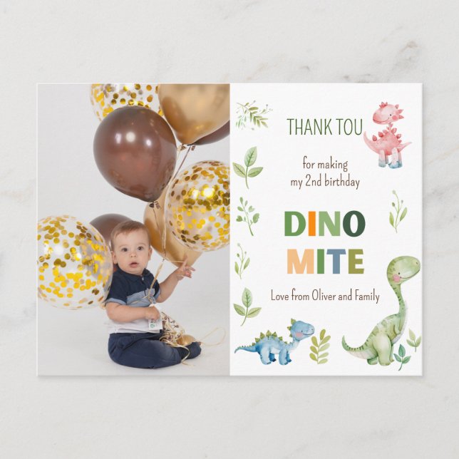 Dino-mite birthday photo  postcard (Front)