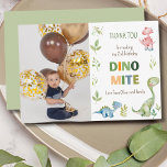Dino-mite birthday photo  thank you card<br><div class="desc">Dino-mite birthday photo Thank You Card is a cute design with high quality green colour dinosaurs and tropical leaves. Customise or edit further by please clicking the "customise further" link and use our design tool to modify this template. All text style, colours, sizes can be modified to fit your needs....</div>