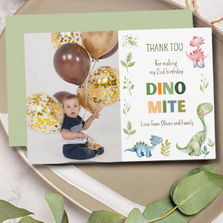 Dino-mite birthday photo thank you card