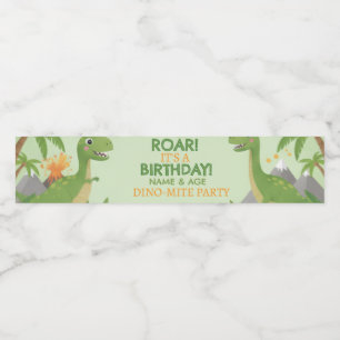 Dino-Mite Birthday Water Bottle Labels Roar!