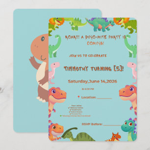 Dino-Mite Celebration Invitation Personalised Bi