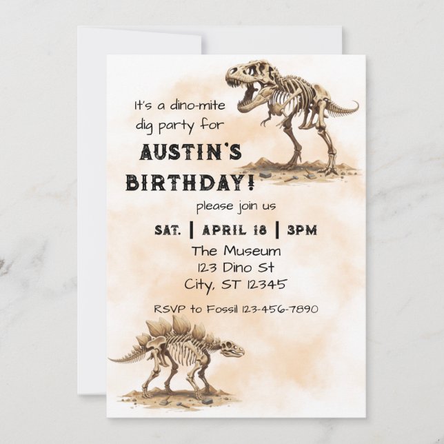 Dino-Mite Dig Birthday Party Invitation (Front)