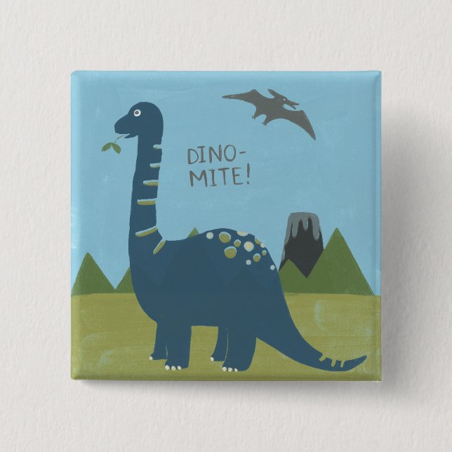 Dino-mite Dinosaur 15 Cm Square Badge (Front)