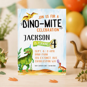 Dino-Mite Dinosaur Birthday Invitation