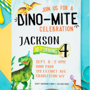 Dino-Mite Dinosaur Birthday Invitation