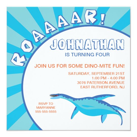 Dino-Mite Dinosaur Invitation - Blue