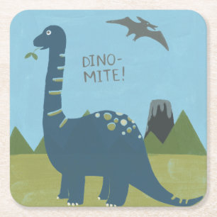Dino-mite Dinosaur Square Paper Coaster