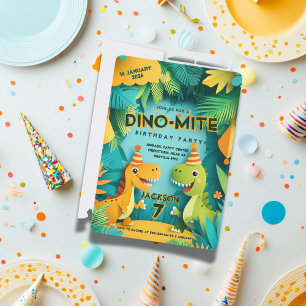 Dino-Mite DInosaur Theme Boys Birthday Party Invitation