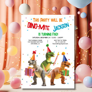 Dino Mite Dinosaur toy birthday party Invitation
