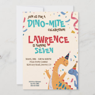 Dino-Mite Festive Dinosaur Birthday Party Invitation