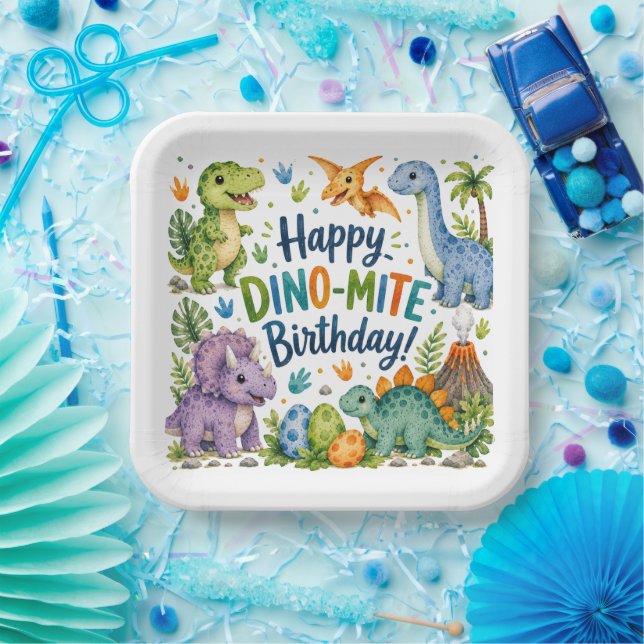 Dino-Mite Happy Birthday Paper Plate (Party)