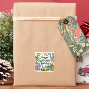 Dino-Mite Happy Birthday Square Sticker