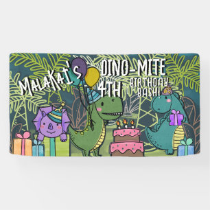Dino-Mite Kid's Birthday Party Dinosaur Banner