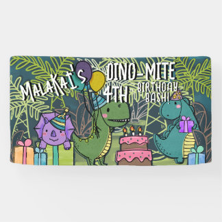 Dino-Mite Kid's Birthday Party Dinosaur Banner