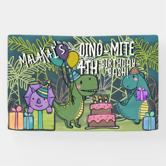 Dino-Mite Kid's Birthday Party Dinosaur Banner