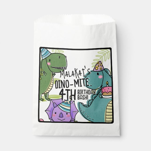 Dino-Mite Kid's Birthday Party Dinosaur Favour Bags (Front)