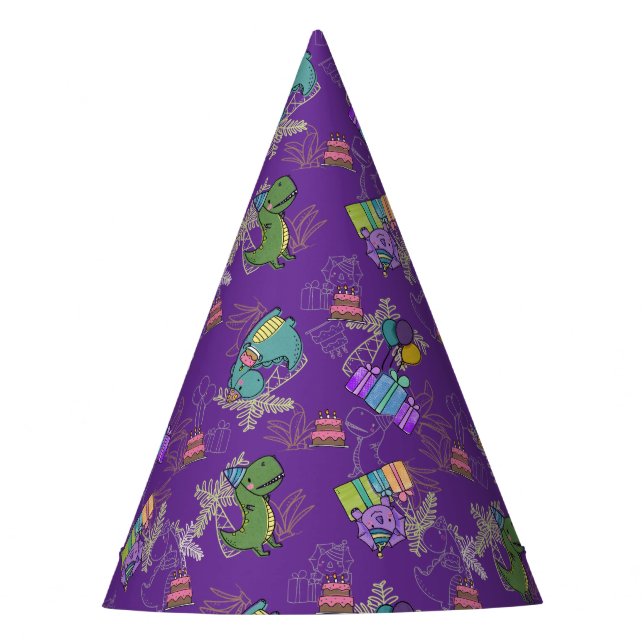 Dino-Mite Kid's Birthday Party Dinosaur Party Hat (Front)