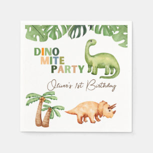 Dino-mite party 1st birthday napkin