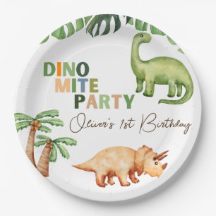 Dino-mite party 1st birthday  paper plate