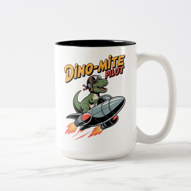 Dino-mite Pilot Two-Tone Coffee Mug (Right)