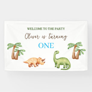 Dino-mite t-rex birthday party banner
