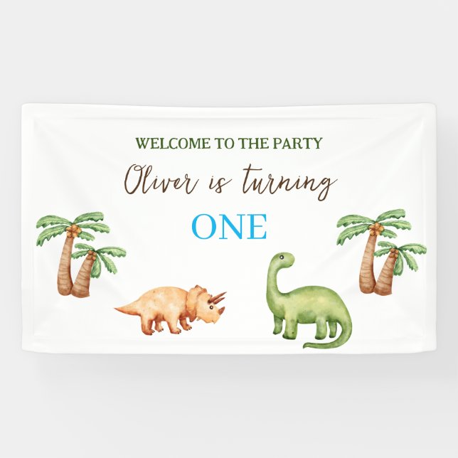 Dino-mite t-rex birthday party banner (Horizontal)
