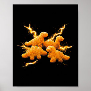 Dino Nugget Pillow Dinosaur Chicken Nugget Lover  Poster