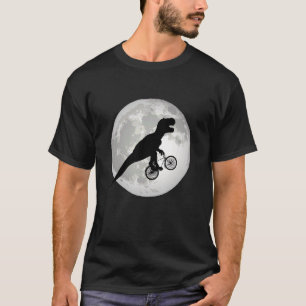 Dino On A Bmx Mountain Bike Rex  Moon Rider T-Shirt