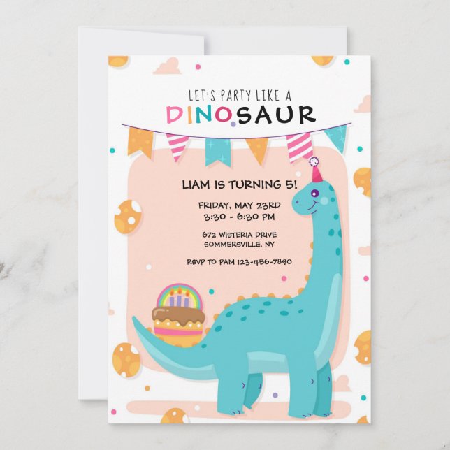 Dino Party Birthday  Invitation (Front)