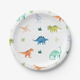 Dino Party Colorful Dinosaur Birthday Paper Plates