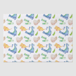 Dino Party Cute Dinosaur Birthday Boy Name & Age Tissue Paper