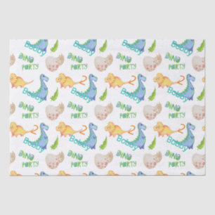 Dino Party Cute Dinosaur Birthday Boy Name & Age Tissue Paper