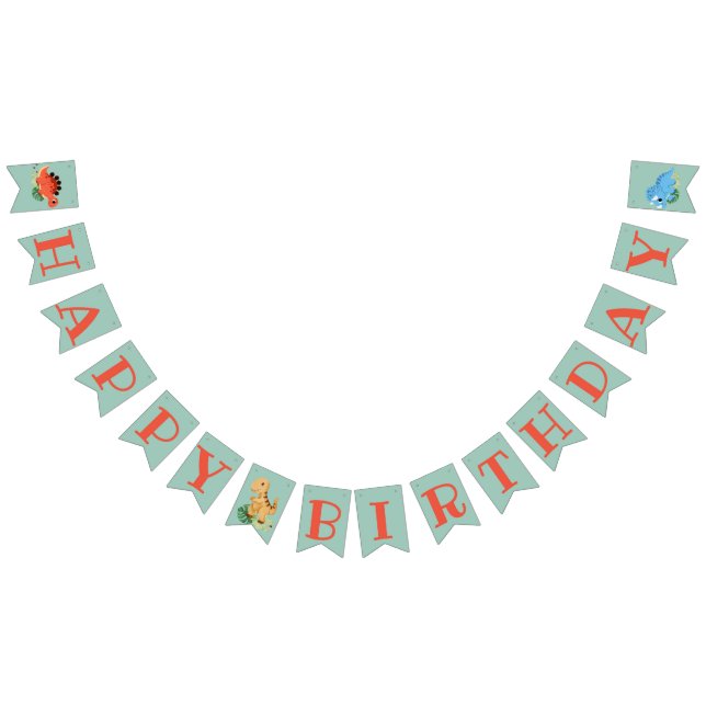 Dino Party Cute Dinosaur Birthday Party  Bunting (All)
