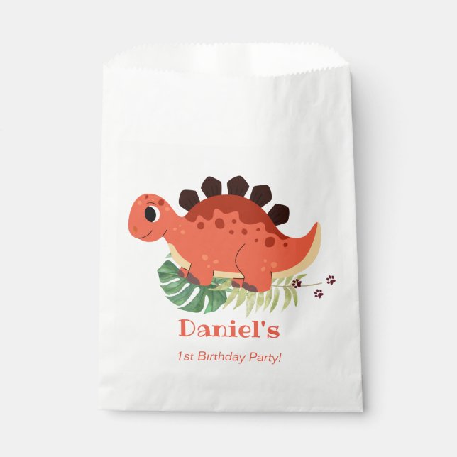 Dino Party Cute Dinosaur Birthday Party  Favour Bags (Front)