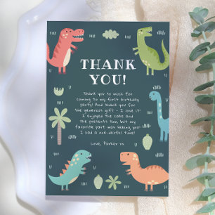 Dino Party Cute Dinosaurs Boy Birthday Party Thank You Card
