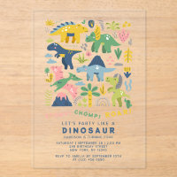 Dino Party Cute Modern Dinosaurs Fourth Birthday