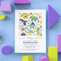 Dino Party Cute Modern Dinosaurs Second Birthday