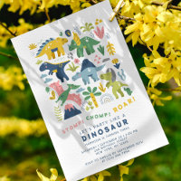 Dino Party Cute Modern Dinosaurs Third Birthday