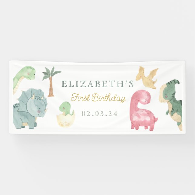 Dino Party Dino mite Birthday Welcome Banner (Horizontal)