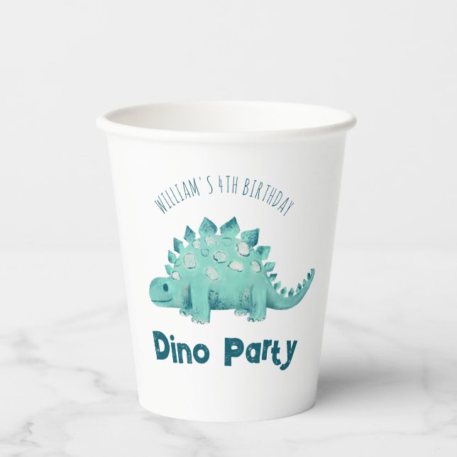 Dino Party Dinosaur Kids Birthday Paper Cups (Front)