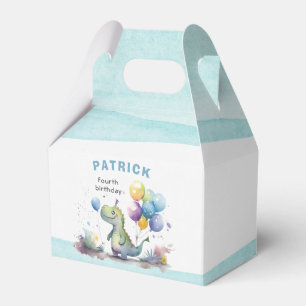 Dino Party Watercolor Boy Blue Birthday Favour Box