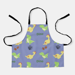 Dino pattern on blue apron